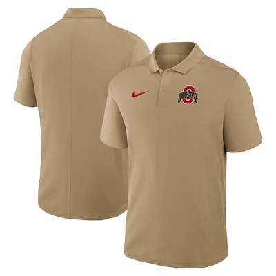 Men's Nike Tan Ohio State Buckeyes Primetime Victory Primary Logo Performance Polo