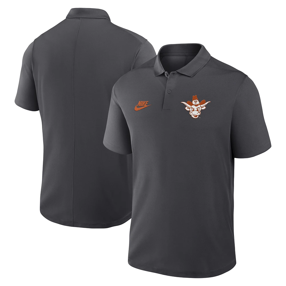 Men's Nike Anthracite Texas Longhorns Primetime Victory Legacy Vault Logo Performance Polo