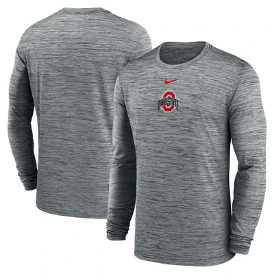Men's Nike Charcoal Ohio State Buckeyes 2025 Sideline Velocity Performance Long Sleeve T-Shirt