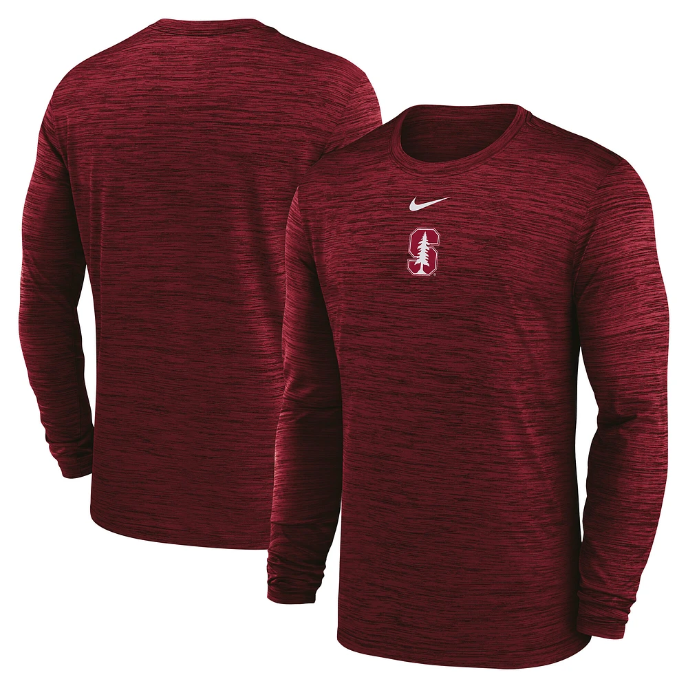 Men's Nike Cardinal Stanford 2025 Sideline Velocity Dri-FIT Long Sleeve T-Shirt