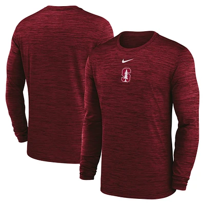 Men's Nike Cardinal Stanford 2025 Sideline Velocity Performance Long Sleeve T-Shirt