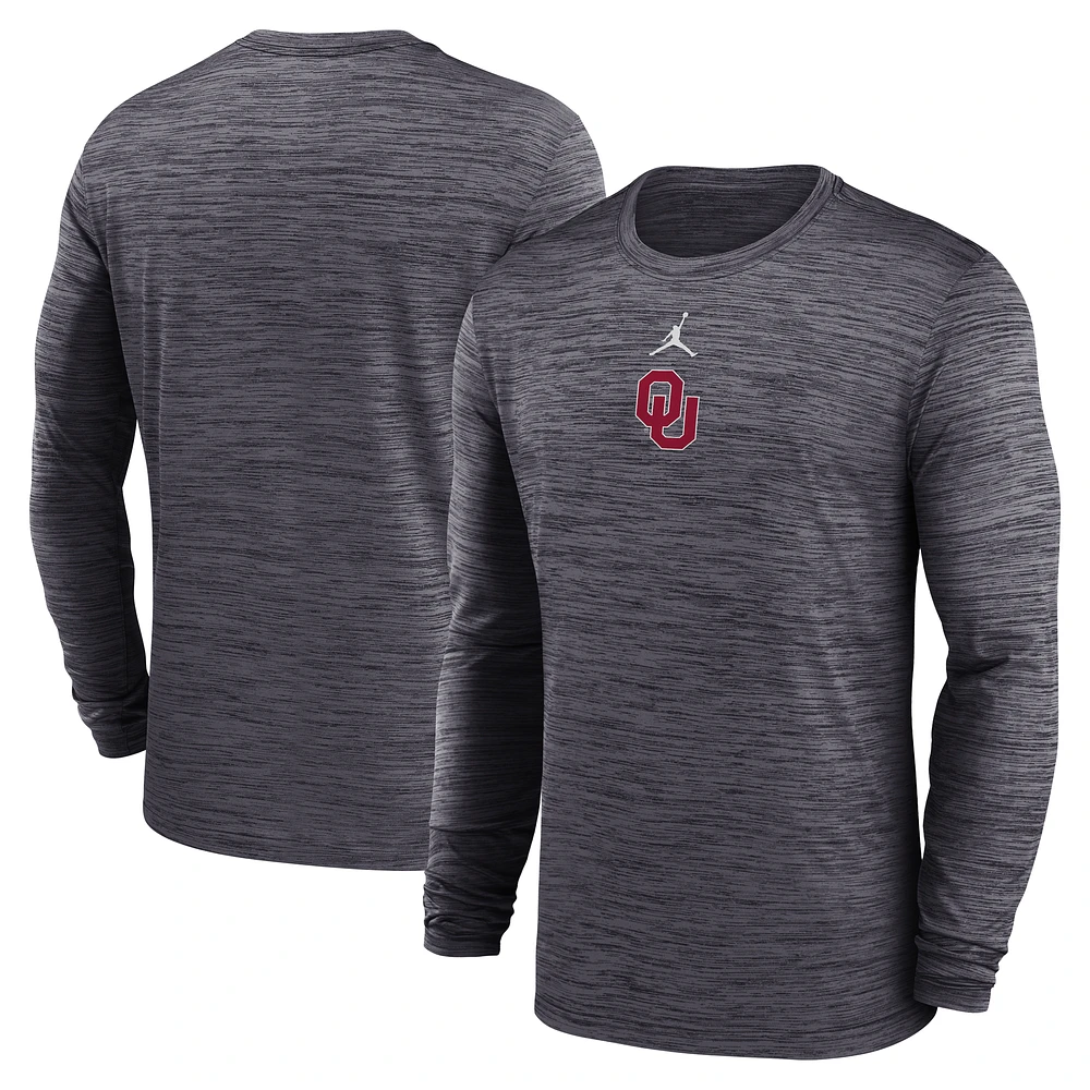 Men's Jordan Brand Black Oklahoma Sooners 2025 Sideline Velocity Dri-FIT Long Sleeve T-Shirt
