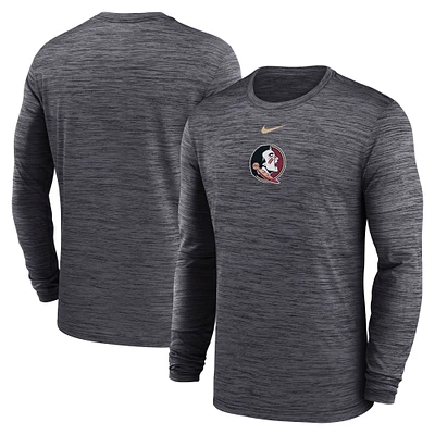 Men's Nike Black Florida State Seminoles 2025 Sideline Velocity Performance Long Sleeve T-Shirt