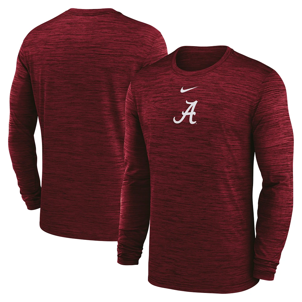 Men's Nike Crimson Alabama Tide 2025 Sideline Velocity Performance Long Sleeve T-Shirt