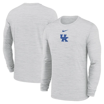 Men's Nike White Kentucky Wildcats 2025 Sideline Velocity Performance Long Sleeve T-Shirt
