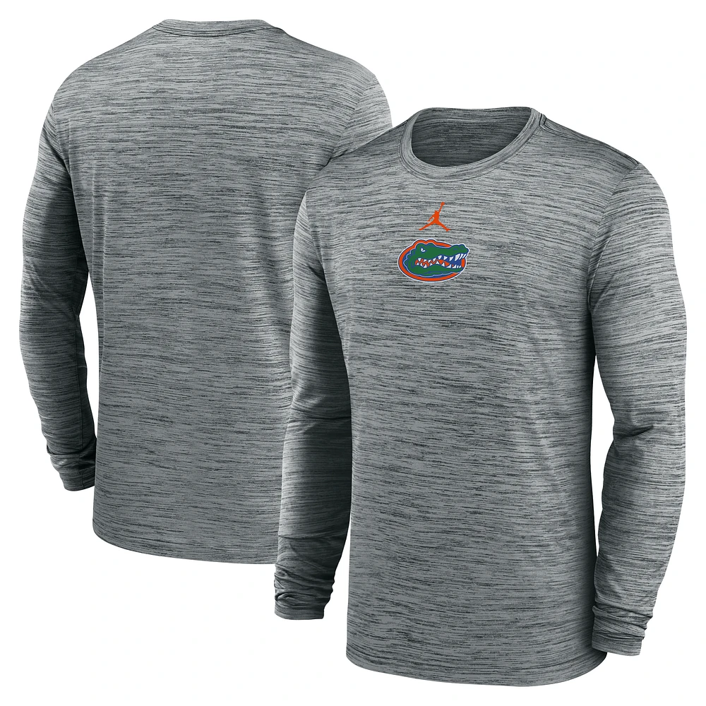 Men's Jordan Brand Charcoal Florida Gators 2025 Sideline Velocity Dri-FIT Long Sleeve T-Shirt