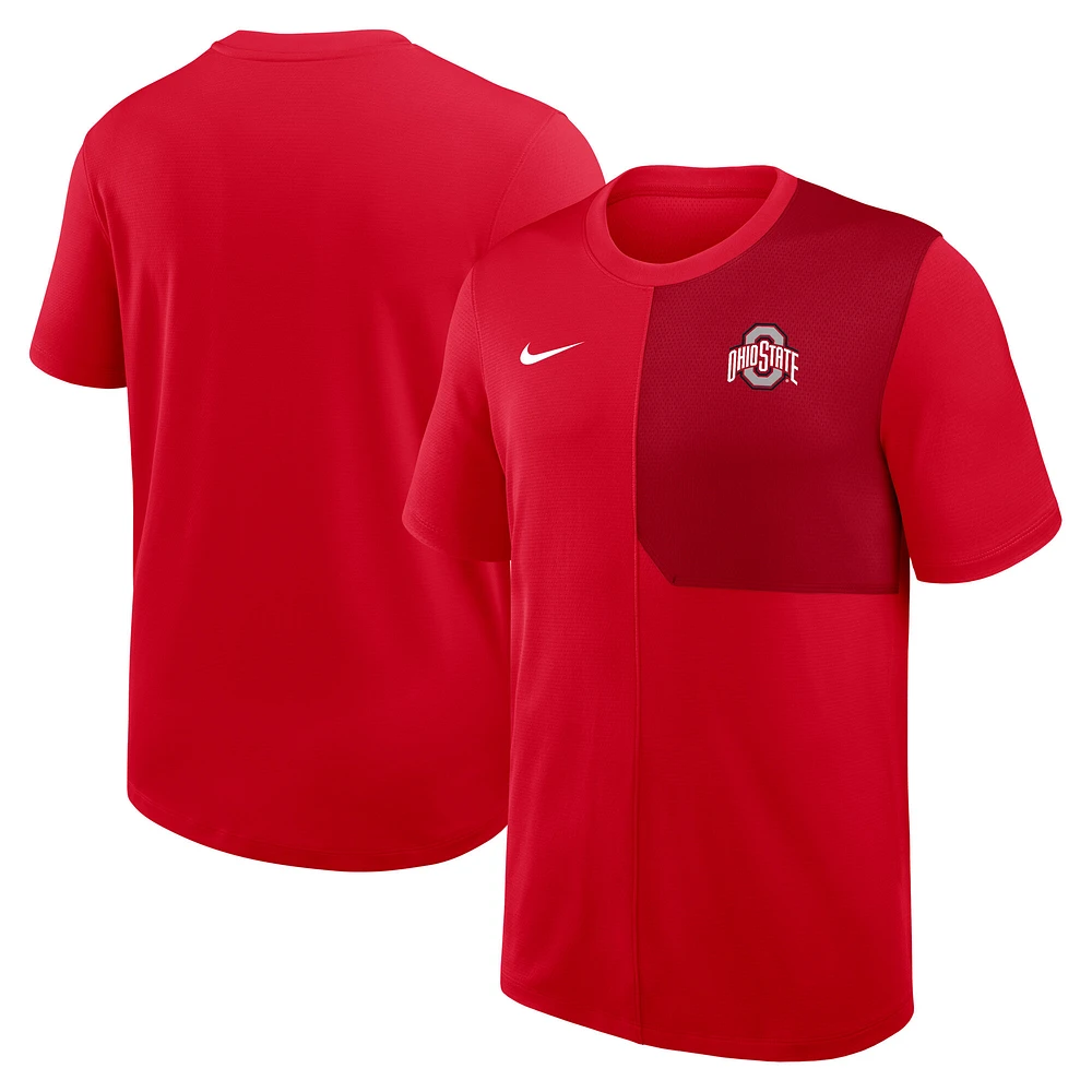 Men's Nike Scarlet Ohio State Buckeyes 2025 Sideline UV Dri-FIT Coach Shirt