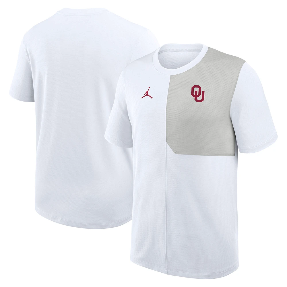 Men's Jordan Brand White Oklahoma Sooners 2025 Sideline UV Dri-FIT Coach Shirt