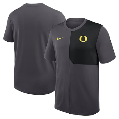 Men's Nike Anthracite Oregon Ducks 2025 Sideline UV Performance Coach T-Shirt