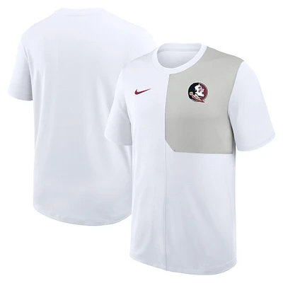 Men's Nike White Florida State Seminoles 2025 Sideline UV Performance Coach T-Shirt