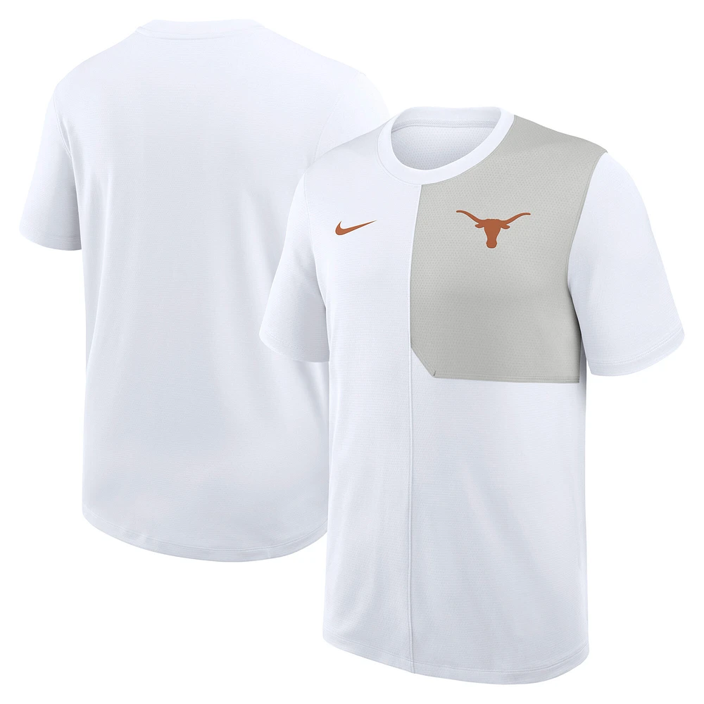 Men's Nike White Texas Longhorns 2025 Sideline UV Performance Coach T-Shirt