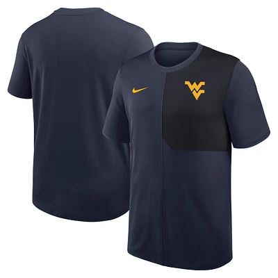 Men's Nike Navy West Virginia Mountaineers 2025 Sideline UV Performance Coach T-Shirt