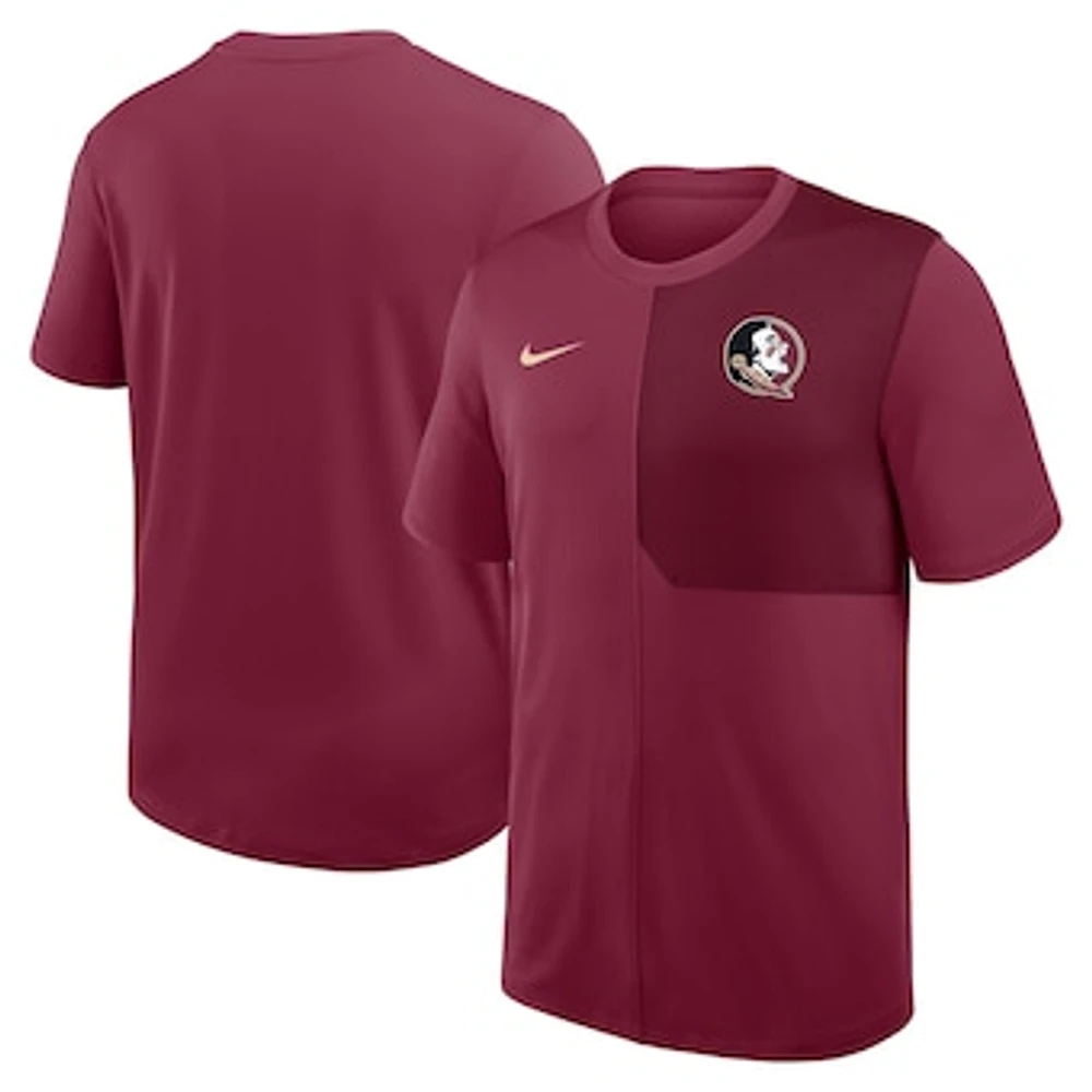 Men's Nike Garnet Florida State Seminoles 2025 Sideline UV Performance Coach T-Shirt