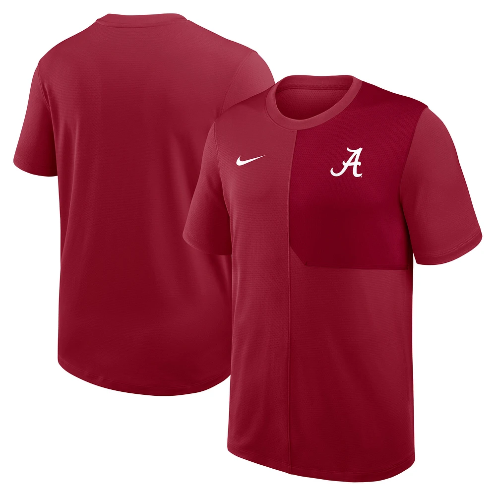 Men's Nike Crimson Alabama Tide 2025 Sideline UV Performance Coach T-Shirt