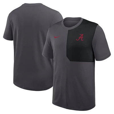 Men's Nike Anthracite Alabama Crimson Tide 2025 Sideline UV Performance Coach T-Shirt