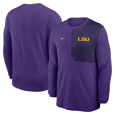 Men's Nike Purple LSU Tigers 2025 Sideline Coach UV Dri-FIT Long Sleeve Shirt