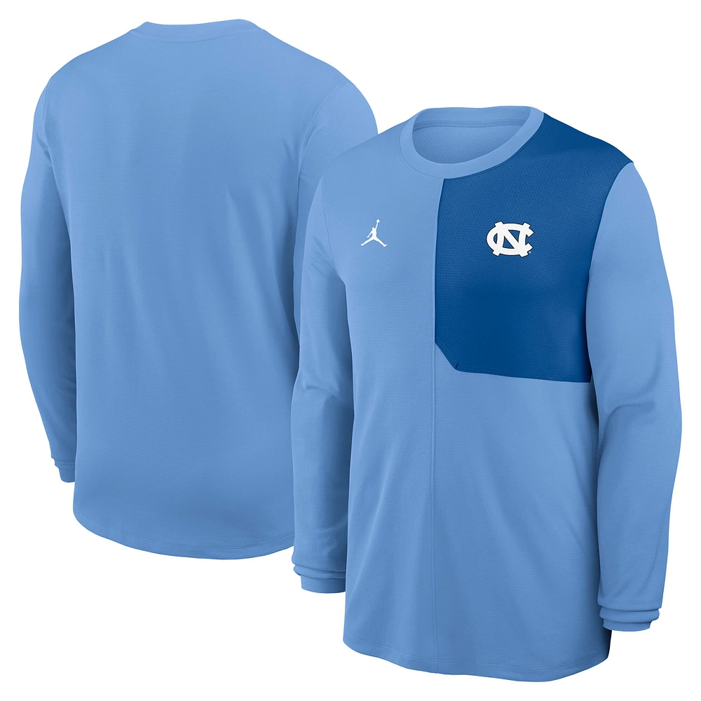 Men's Jordan Brand Carolina Blue North Tar Heels 2025 Sideline Coach UV Dri-FIT Long Sleeve Shirt