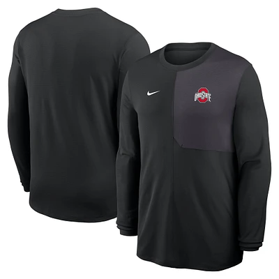 Men's Nike Black Ohio State Buckeyes 2025 Sideline Coach UV Dri-FIT Long Sleeve Shirt
