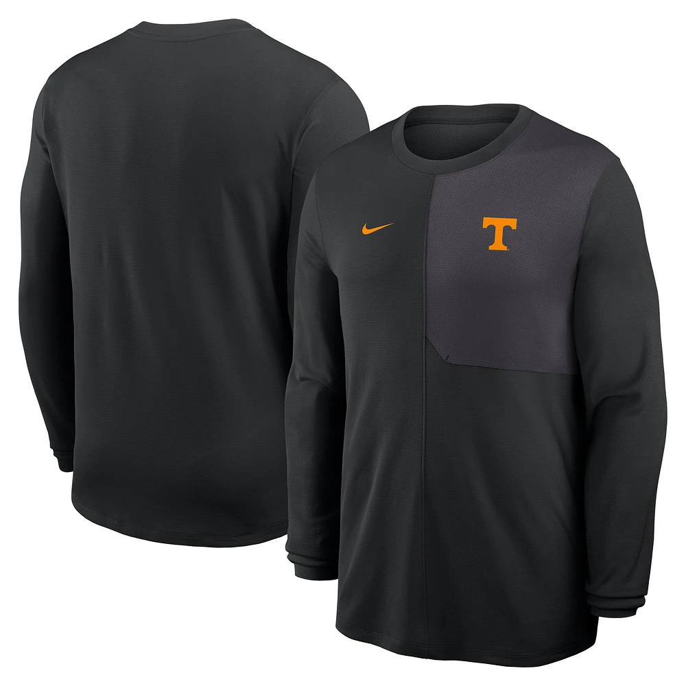 Men's Nike Black Tennessee Volunteers 2025 Sideline Coach UV Dri-FIT Long Sleeve Shirt