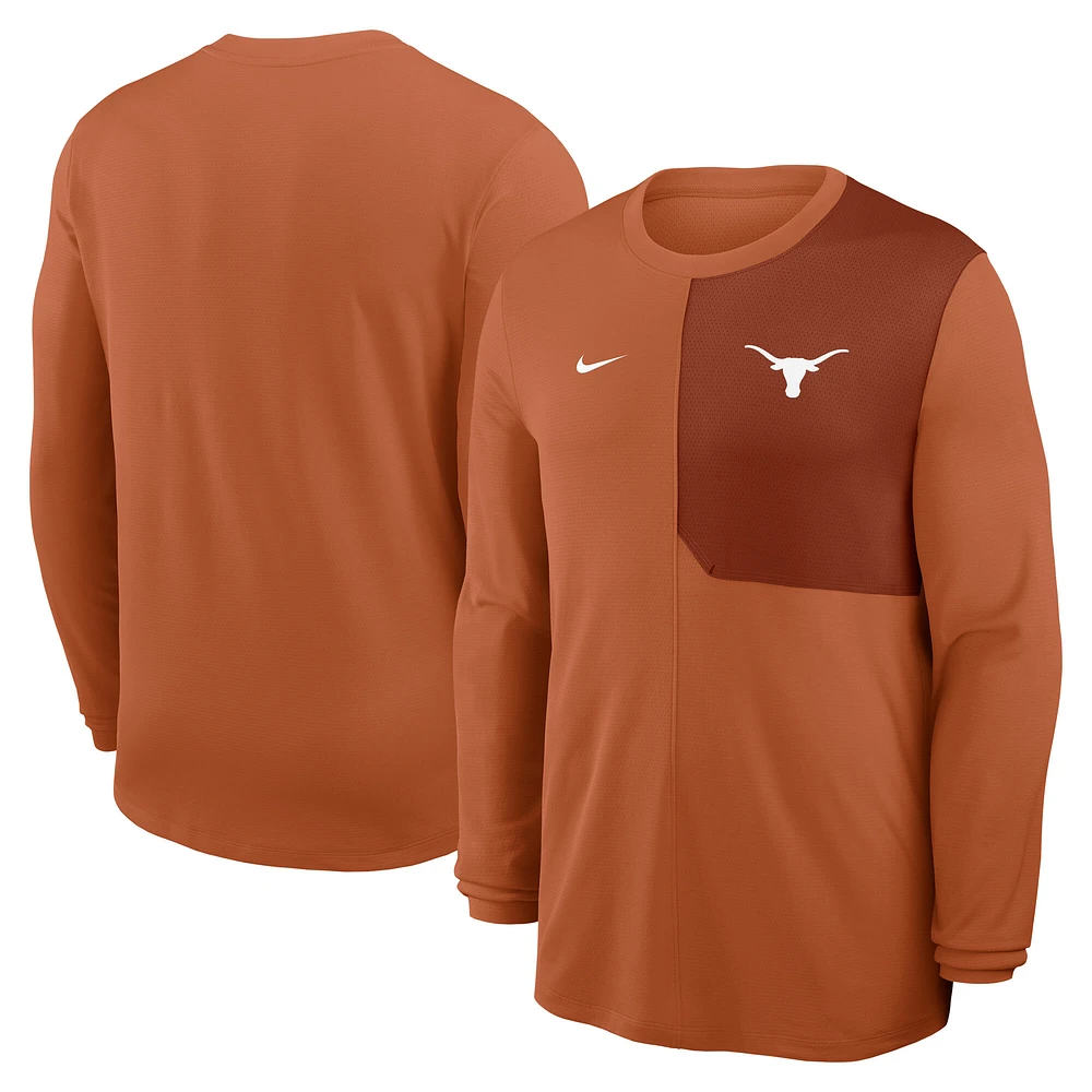 Men's Nike Texas Orange Longhorns 2025 Sideline Coach UV Dri-FIT Long Sleeve Shirt