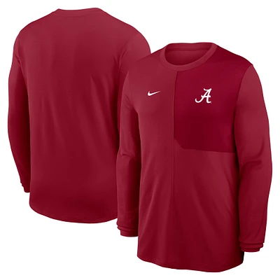 Men's Nike Crimson Alabama Tide 2025 Sideline Coach UV Dri-FIT Long Sleeve Shirt