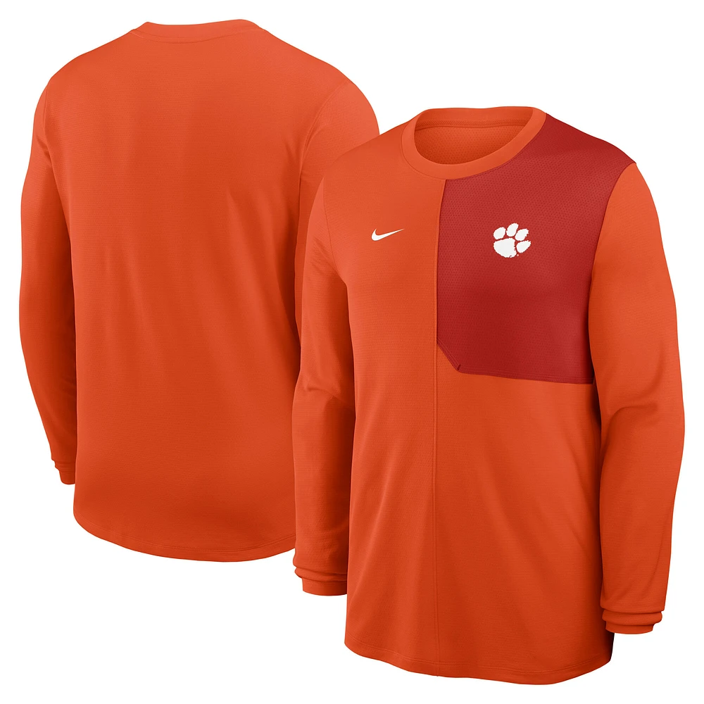 Men's Nike Orange Clemson Tigers 2025 Sideline Coach UV Dri-FIT Long Sleeve Shirt