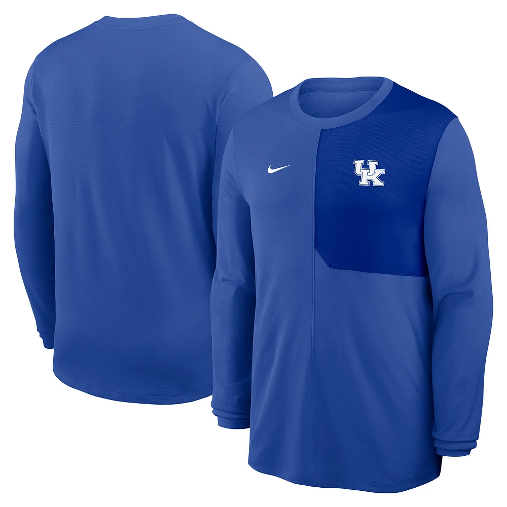 Men's Nike Royal Kentucky Wildcats 2025 Sideline Coach UV Dri-FIT Long Sleeve Shirt