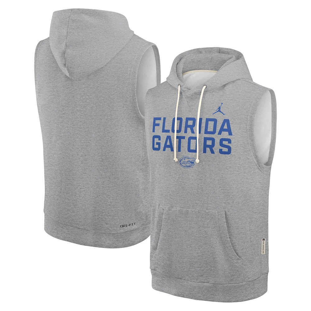 Men's Jordan Brand Heather Gray Florida Gators 2025 Sideline Standard Issue Dri-FIT Sleeveless Hoodie