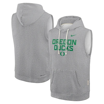Men's Nike Heather Gray Oregon Ducks 2025 Sideline Standard Issue Dri-FIT Sleeveless Hoodie