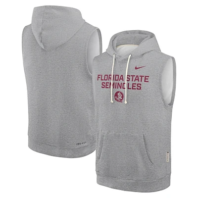 Men's Nike Heather Gray Florida State Seminoles 2025 Sideline Standard Issue Dri-FIT Sleeveless Hoodie