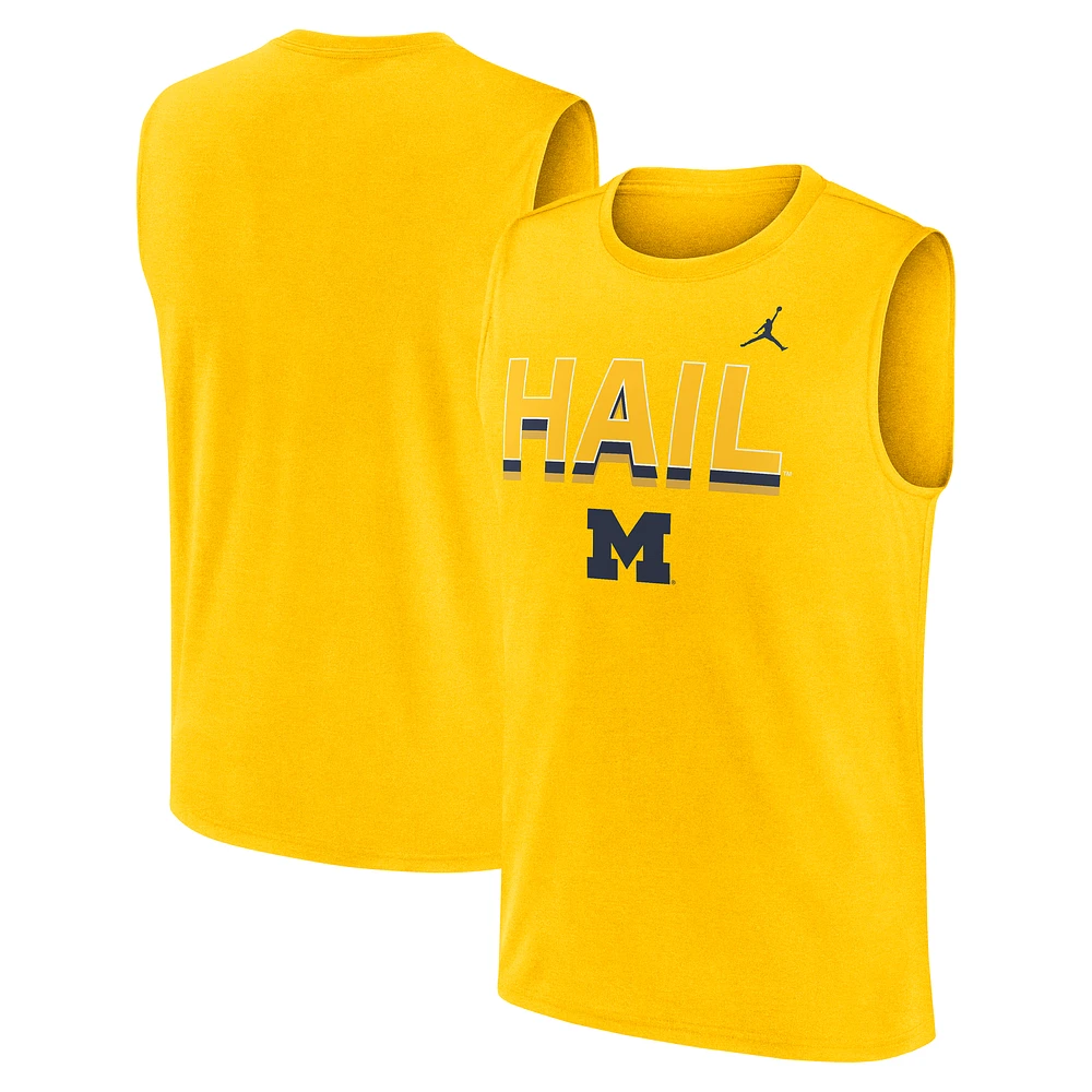 Men's Jordan Brand Maize Michigan Wolverines Primetime Tricode Legend Dri-FIT Tank Top