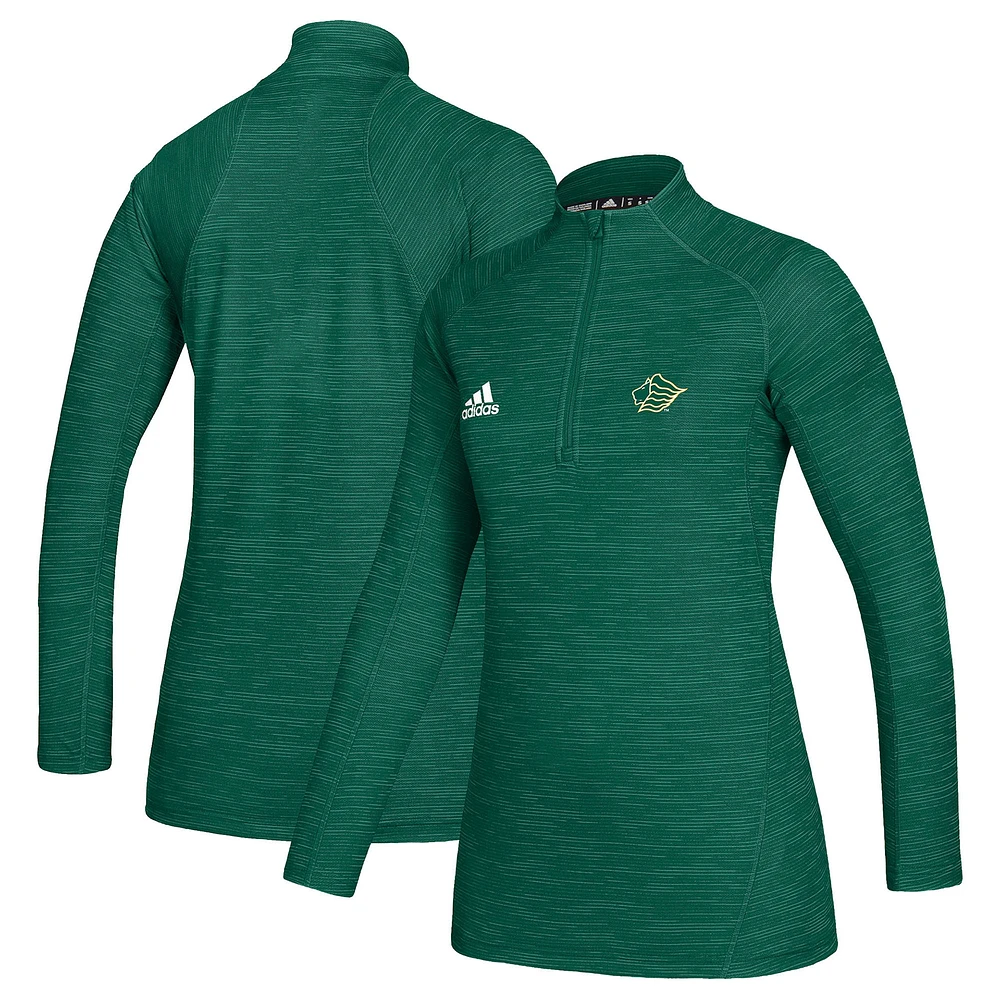 Women's adidas Green Saint Leo University Lions Game Mode Performance Quarter-Zip Pullover Top