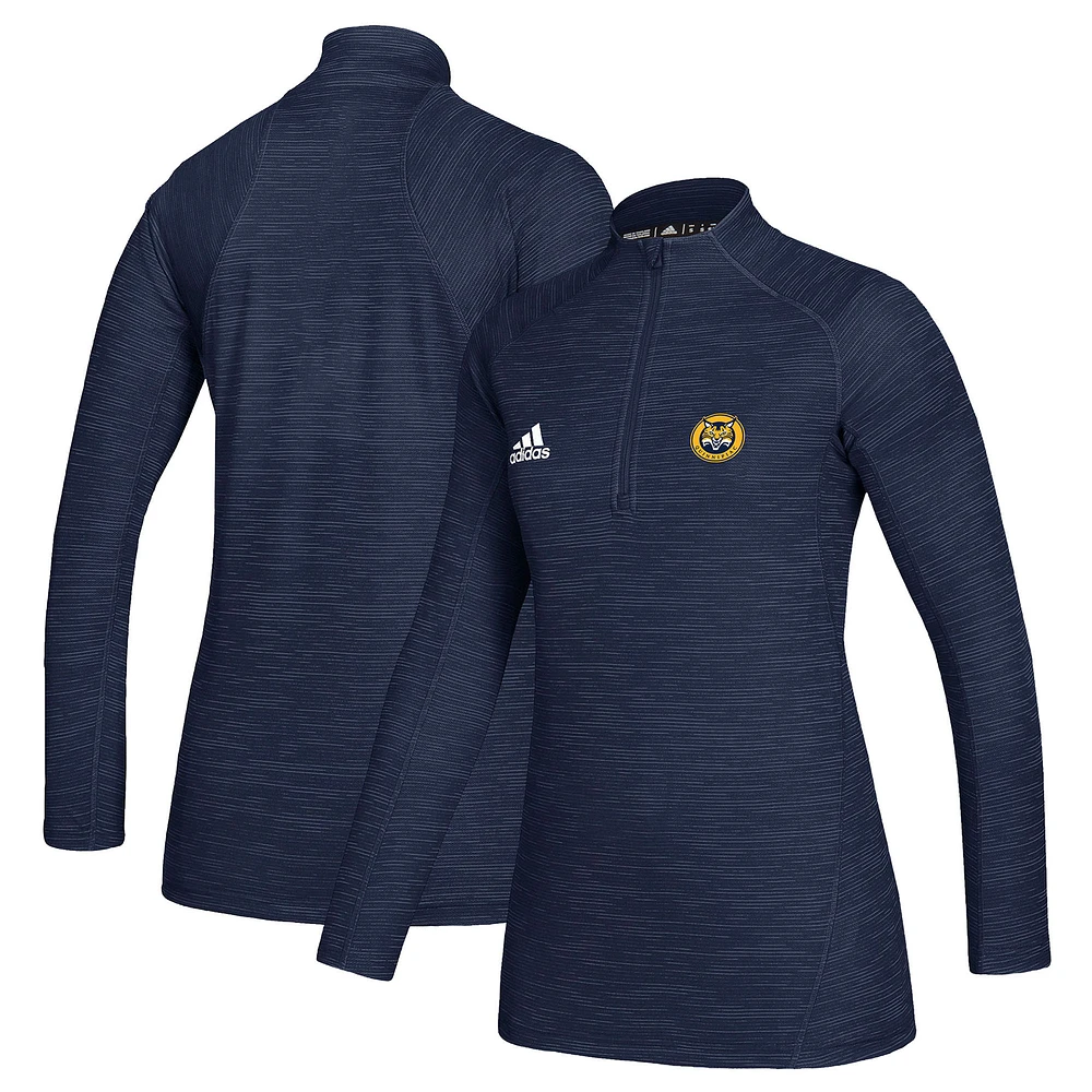 Women's adidas Navy Quinnipiac Bobcats Game Mode Performance Quarter-Zip Pullover Top