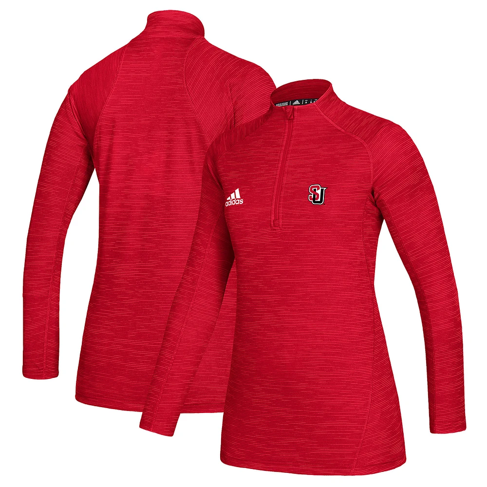 Women's adidas Red Seattle Redhawks Game Mode Performance Quarter-Zip Pullover Top