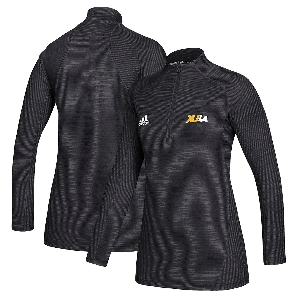 Women's adidas Black Xavier University of Louisiana Gold Rush Game Mode Performance Quarter-Zip Pullover Top