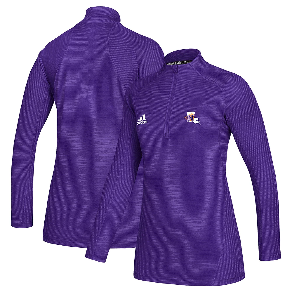 Women's adidas Purple Northwestern State Demons Game Mode Performance Quarter-Zip Pullover Top