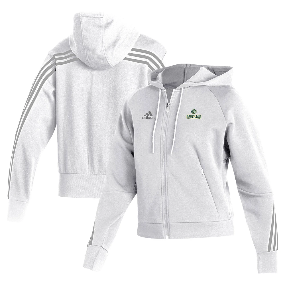 Women's adidas White Saint Leo University Lions Fashion Full-Zip Hoodie