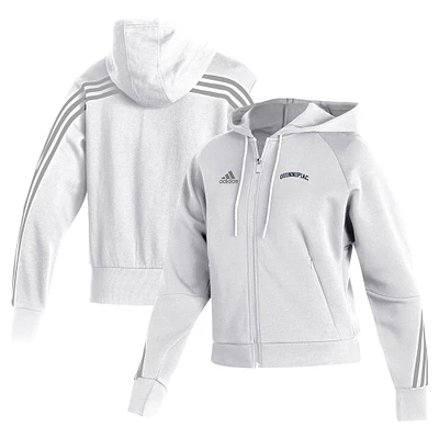 Women's adidas White Quinnipiac Bobcats Fashion Full-Zip Hoodie