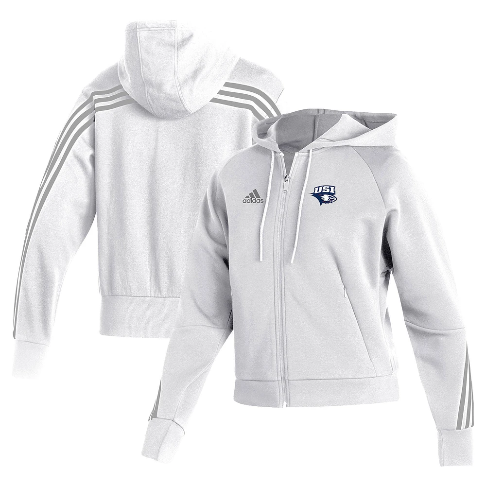 Women's adidas White Southern Indiana Screaming Eagles Fashion Full-Zip Hoodie