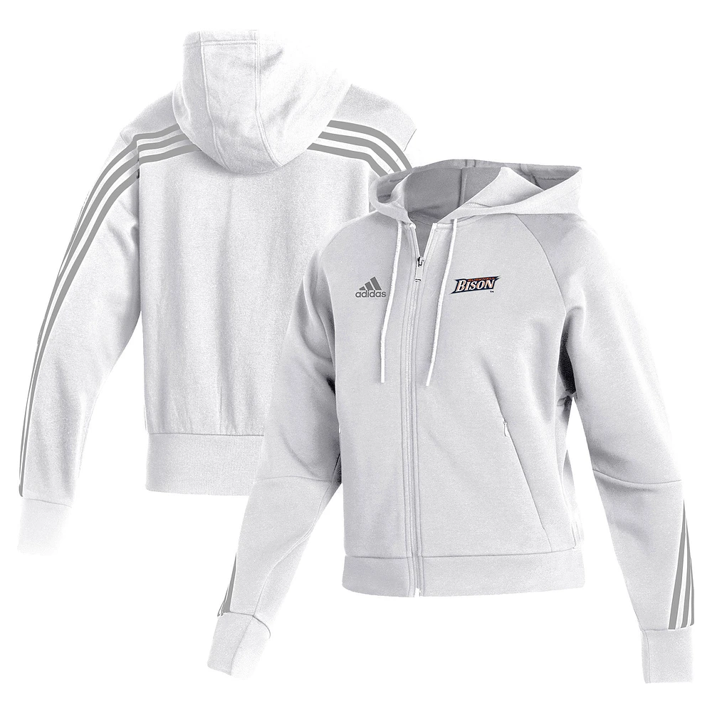Women's adidas White Bucknell Bison Fashion Full-Zip Hoodie