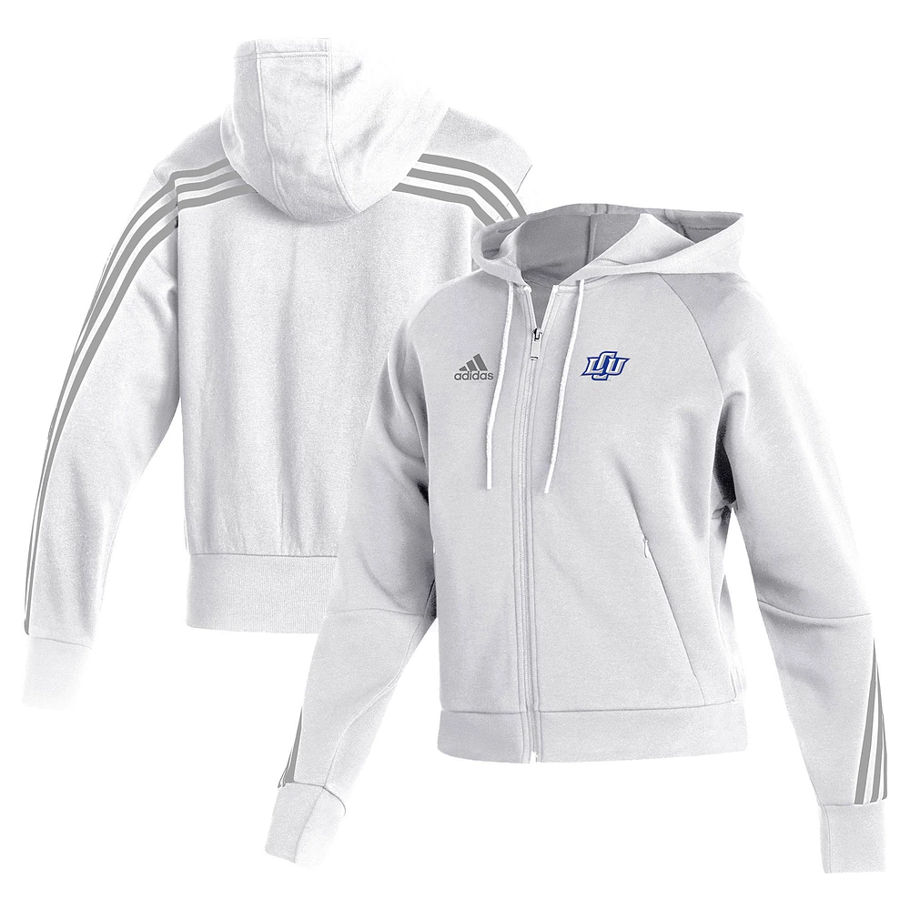 Women's adidas White Lubbock Christian Chaparral Fashion Full-Zip Hoodie