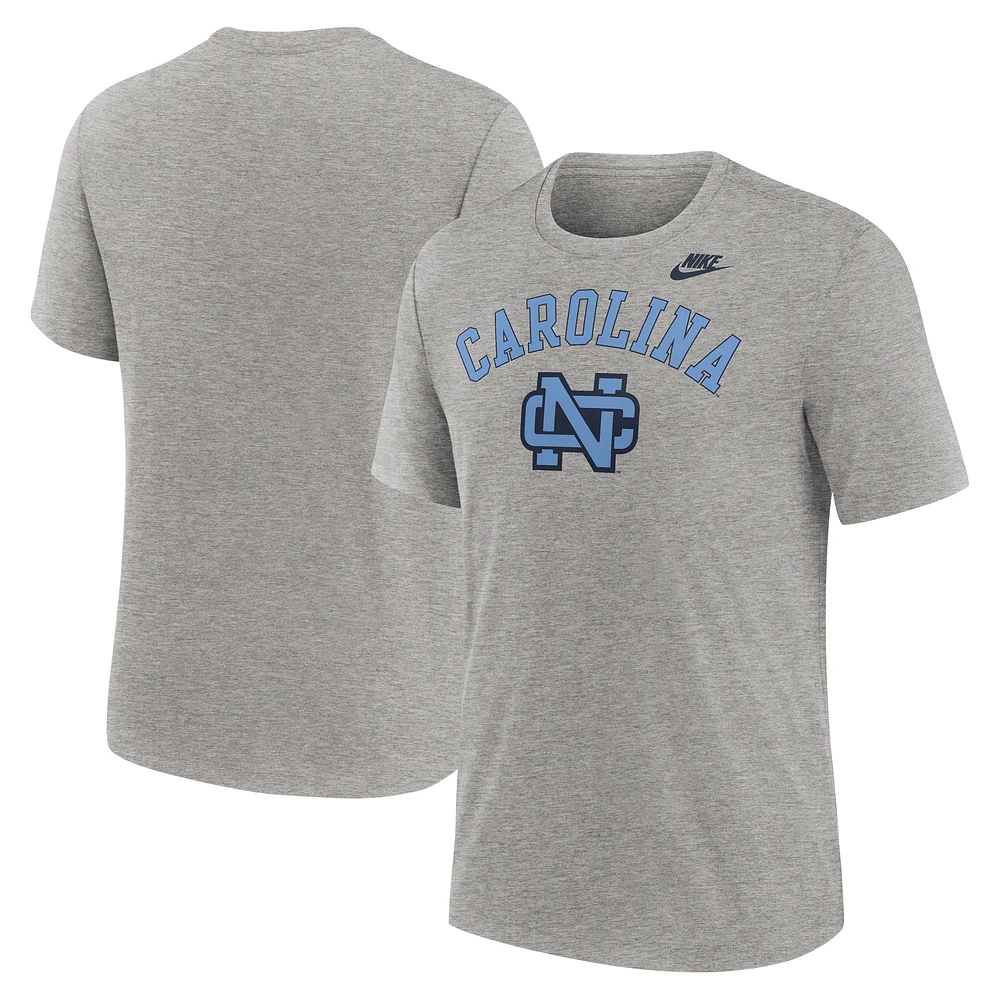 Men's Nike Heather Gray North Carolina Tar Heels Legacy Arch Tri-Blend T-Shirt