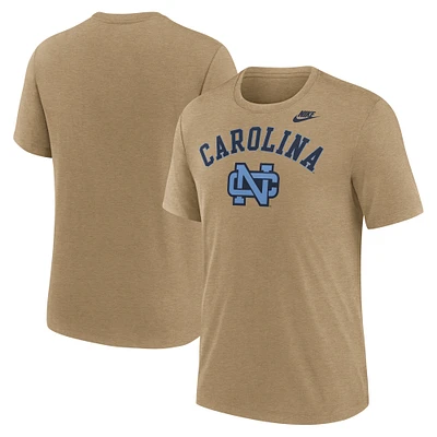 Men's Nike Heather Light Brown North Carolina Tar Heels Legacy Arch Tri-Blend T-Shirt