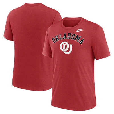 Men's Nike Heather Crimson Oklahoma Sooners Legacy Arch Tri-Blend T-Shirt