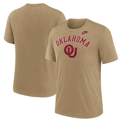 Men's Nike Heather Light Brown Oklahoma Sooners Legacy Arch Tri-Blend T-Shirt