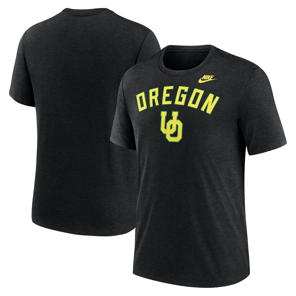 Men's Nike Heather Black Oregon Ducks Legacy Arch Tri-Blend T-Shirt
