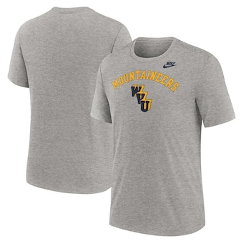 Men's Nike Heather Gray West Virginia Mountaineers Legacy Arch Tri-Blend T-Shirt