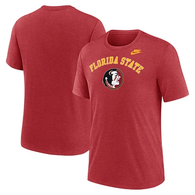 Men's Nike Heather Garnet Florida State Seminoles Legacy Arch Tri-Blend T-Shirt