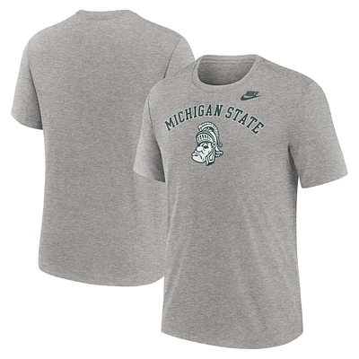 Men's Nike Heather Gray Michigan State Spartans Legacy Arch Tri-Blend T-Shirt