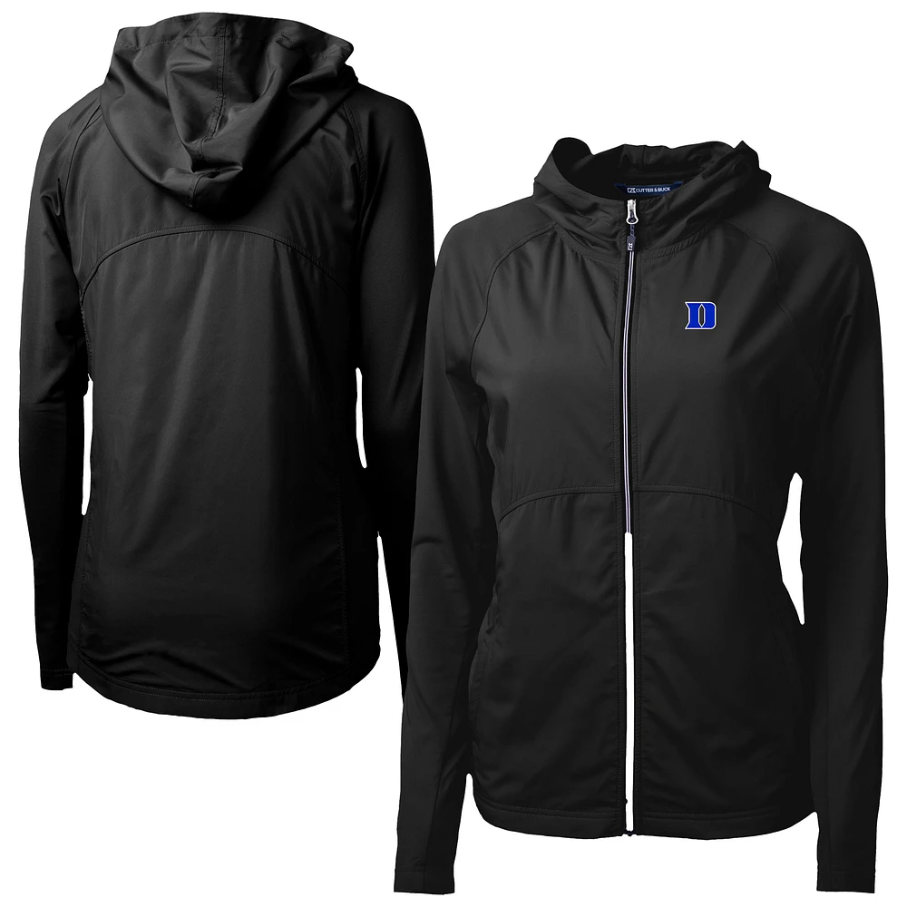Women's Cutter & Buck Black Duke Blue Devils Adapt Eco Knit Hybrid Recycled Full-Zip Jacket